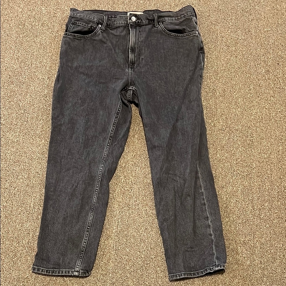 Black Washed Straight-Leg Jeans